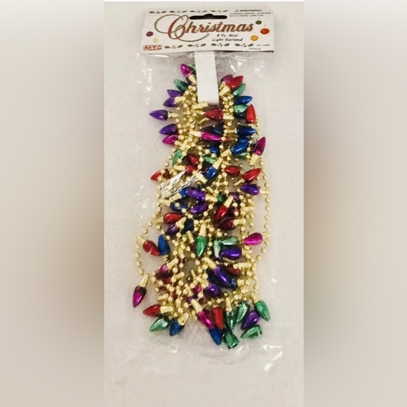 New Christmas 9 Foot Mini Garland Purple Blue Gold Red Pink Purple Green - Picture 4 of 16